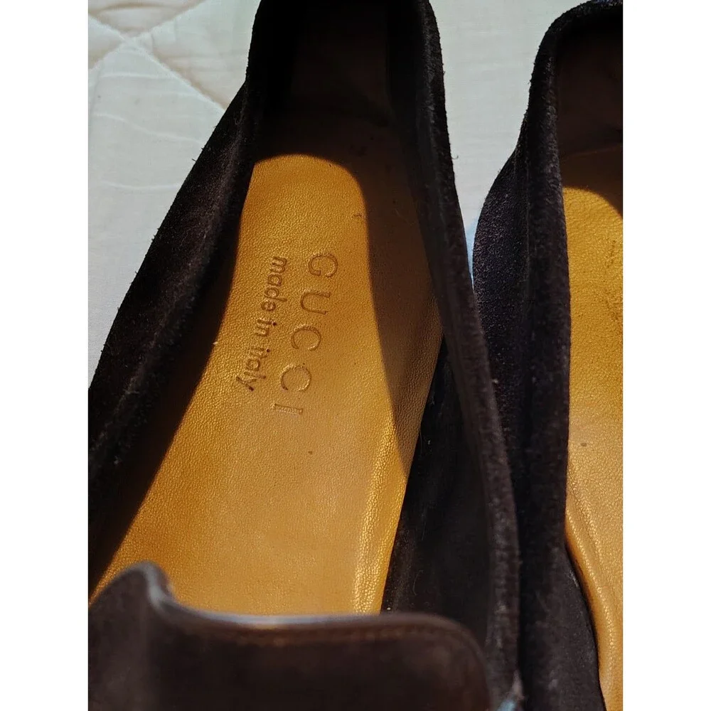 GUCCI Dark Brown Suede Bamboo Tassel Drivers Loafers Mens Size 7.5 D Made in...
